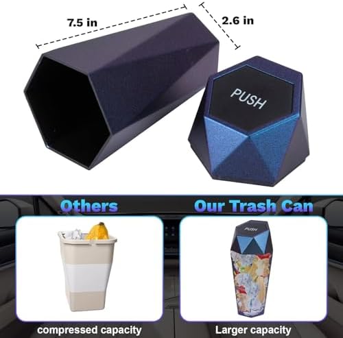 BFXM Car Trash Can Car Trash Bin with Lid Accessories for Women Blue Purple - Image 6