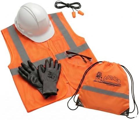AABACO PPE Kit, Vest, Hard Hat, Gloves & Glasses, Hi-Vis Orange, Gloves L by AabacoEnvironmental