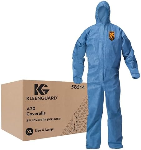 KleenGuard 58514 A20 Breathable Particle Protection Coveralls, X-Large, Blue (Case of 24) by KLEENGUARD