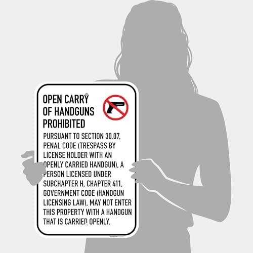 No Open Carry of Handgun Prohibited Texas §3007 Sign, - Image 4