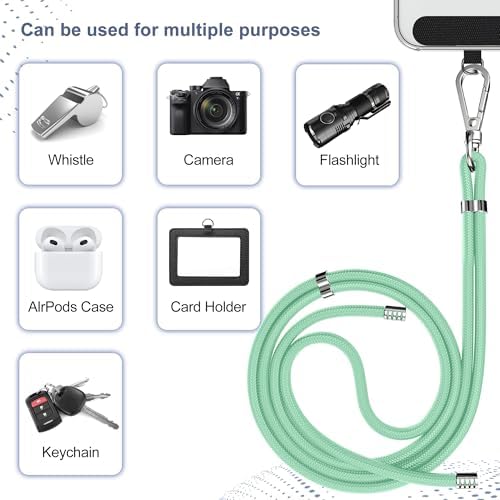 takyu Phone Lanyard, 2 Pack Adjustable Cell Phone Lanyard Crossbody Neck Strap & 2 Pack Phone Wrist Strap with Tether Tabs Compatible for iPhone Android Smartphones-Black Green - Image 4