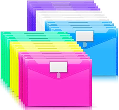 Sooez 24 Pack File Folders, Clear Poly Envelopes Plastic Folders A4 Pouch by Sooez