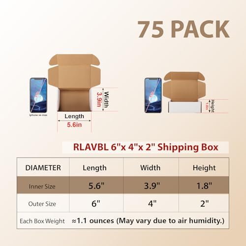 RLAVBL 75 Pack 6x4x2 Small Shipping Boxes, White Corrugated Cardboard Mailer Box for Packing, Mailing, Business - Image 2