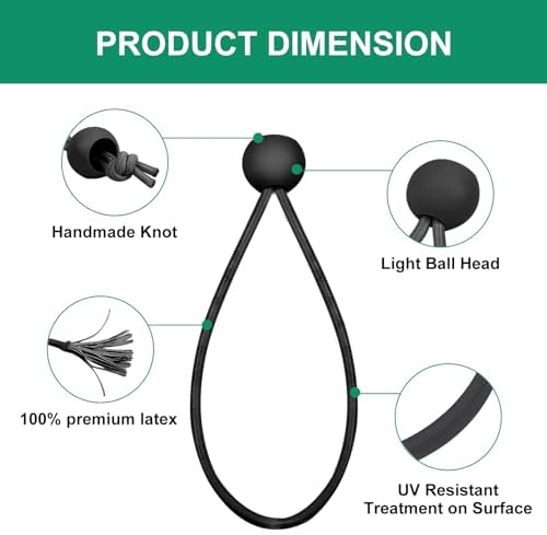 60PCS Skytened 6inch Black Ball Bungee Cords - Image 4