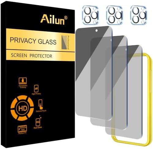 Ailun Privacy Screen Protector+Camera Lens Protector for iPhone 15 Pro by Ailun