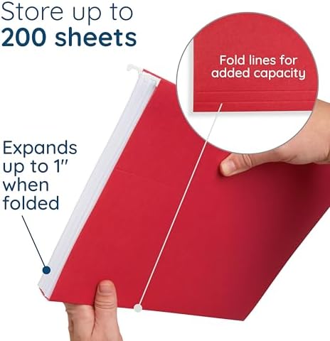 Blue Summit Supplies 25 Hanging File Folders, Letter Size, Red - Image 3