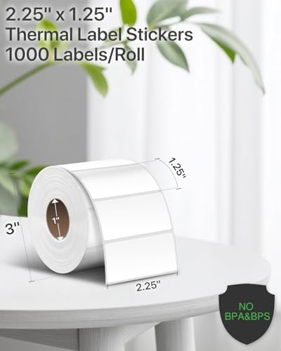 iEager 2.25x1.25 Inch Thermal Labels, White Durable Thermal Printer Stickers, Self-Adhesive Rectangle Shipping Label Printer Sticker for Barcode, Name, Address, 1000 Labels/Roll - Image 2
