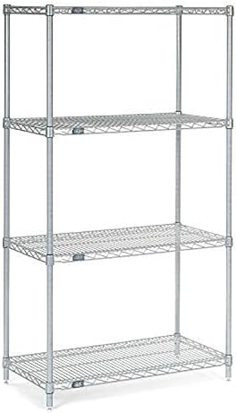 Nexel Adjustable Wire Shelving Unit, 4 Tier, Commercial Dry Storage Rack, 12" x 36" x 63", Chrome - Image 2