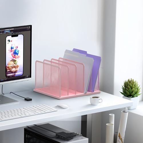Kuntine.B 5-Section Upright Desk File Organizer Pink 1 Pack - Image 5