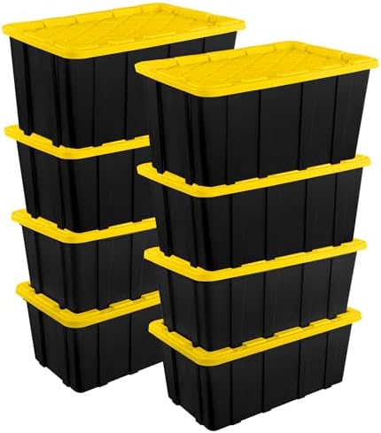 Sterilite Industrial Storage Tote with Lids for Garage, 38 Gallon, 8-Pack by Sterilite