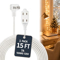 Clear Extension Cord 15FT, 3 Outlets, 0.6-Inch Flat Plug, 1 Pack by haultop