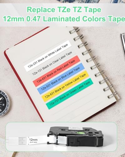 Replacement for Brother P Touch TZe Label Tape 12mm 0.47 Laminated Colored - Image 2