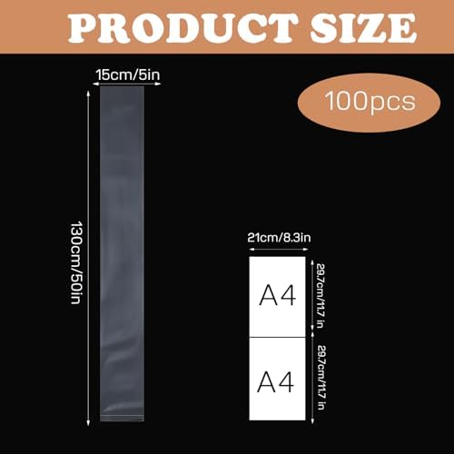 100 Pack Clear Poster Storage Bags 6 X 50 Inch 2.3 Mil Flat - Image 2