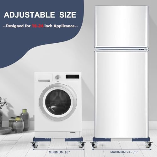 WBD WEIBIDA Adjustable Furniture Dolly with 4 Dual-Locking Wheels, Universal Washing Machine Base Stand, Square Appliance Mover for Refrigerator, Mini-Fridge, Washer & Dryer, Moving Cart - Image 5