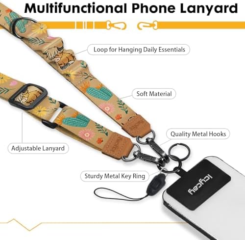 Icycay Phone Lanyard Crossbody Strap Neck Adjustable Teacher Women Cow - Image 3