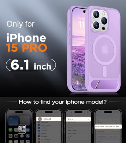 Temdan Magnetic Compatible with iPhone 15 Pro Case, [Built-in Invisible Kickstand][Compatible with MagSafe][Military Grade Shockproof] Slim Translucent Matte Phone Case for iPhone 15 Pro 6.1" - Image 2