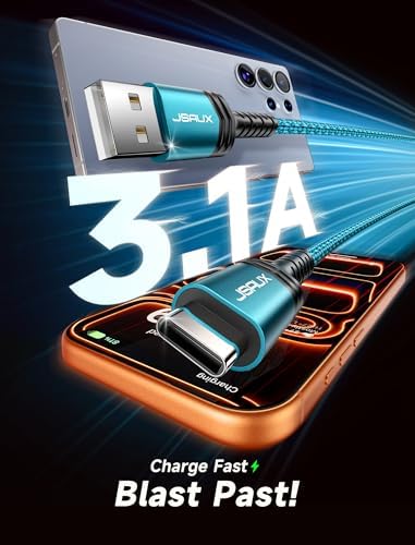 JSAUX USB C Cable [2-Pack 3.3ft], USB A to USB Cord Fast Charging for iPhone 17 Air, iPhone 17, iPhone 17 Pro, iPhone 17 Pro Max, iPhone 16/iPhone 15 Series, Samsung S20 S10, Note 20 10,Car Play-Green - Image 3