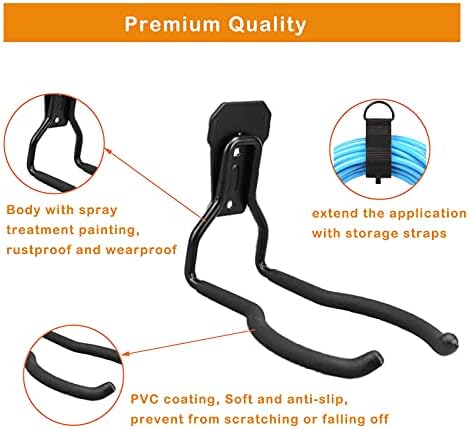 Garden Power Tool Hanger, Garage Wall Hooks, Weedeater Rack, String Trimmer Hanger, Utility Hooks for Garage Tool Organizers and Storage - Black, 4 Pcs - Image 4