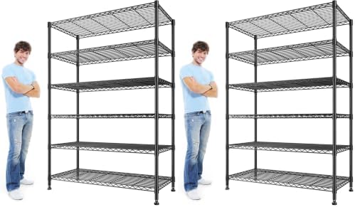 REIBII 6-Tier Storage Shelves, 75''H 1200LBS Garage Shelving for Warehouse (Pack of 2) by REIBII