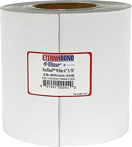 EternaBond RoofSeal White 6" x50' MicroSealant UV Stable RV Roof Seal Repair Tape | 35 mil Total Thickness - EB-RW060-50R - One-Step Durable, Waterproof and Airtight Sealant by ETERNABOND