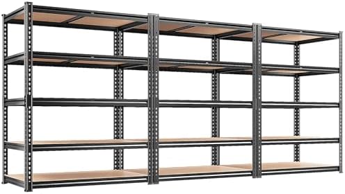 REIBII 3 Pack Garage Shelving,5 Tier Heavy Duty Metal Racks for Warehouse by REIBII