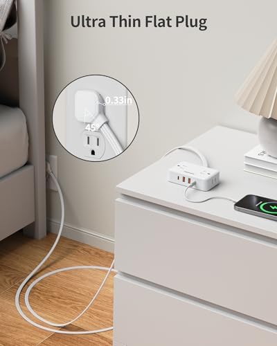 HOPOW Flat Plug Extension Cord, 4AC&2A2C, 6 FT Power Strip for Travel - Image 3