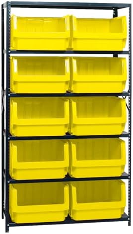 Quantum Storage Systems MSU-543YL Solid Heavy Duty 6 Shelves 10 MAGNUM Yellow Bins 75" H x 42" W x 18" D by QuantumStorageSystems
