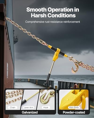 VEVOR Ratchet Chain Binder, 9200 lbs Working Load, Chain Binders Compatible with 3/8 in - 1/2 in Chains, Heavy Duty Ratchet Load Binder with Handles for Truck, Tie Down, Hauling, Towing, Logging - Image 4