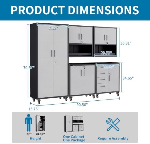 5-Piece Garage Storage Cabinets System Heavy Duty Workshop Set - Image 2