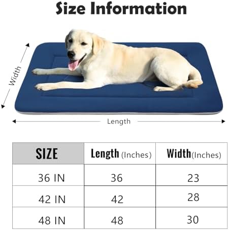 Dog Bed Soft Dog Crate Pad Mat for Medium/Large Dogs 36 in Non-Slip Bottom Washable Dog Sleeping Mattress Pet Beds Cat Beds Kennel Pads, Dark Blue - Image 6
