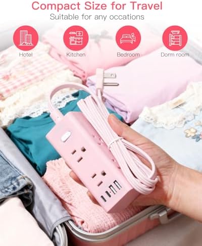 One Beat 10Ft Extension Cord with Multiple Outlets,Flat Plug Power Strip - Image 7