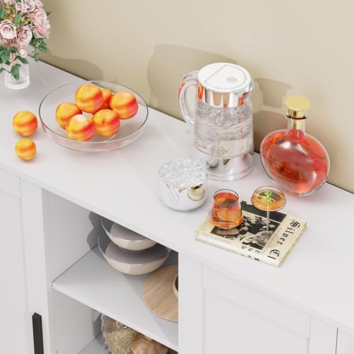 Iwell Storage Cabinet with 2 Doors and 4 Storage Shelves, Buffet Cabinet, Bathroom Cabinet for Living Room, Entryway, Home Office, White - Image 5