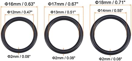MECCANIXITY Nitrile Rubber O-Rings 16mm 17mm 18mm OD 12mm 13mm 14mm ID 2mm Thick Seal Gasket, Black 30in1 Set - Image 2
