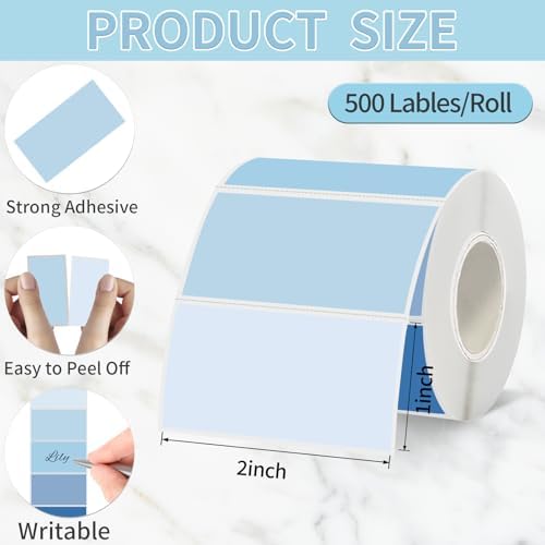 2''x1'' Blue Direct Thermal Barcode Labels,Self-Adhesive Thermal Printer Stickers for Address Design DIY Logo Business - Image 2