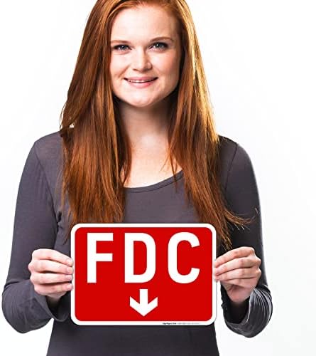 FDC Down Arrow Sign, Red Background, - Image 4