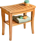 Bamboo Shower Bench, Shower Stool Seat with Storage Shelf, Non Slip Feet by Bamb%C3%BCsi