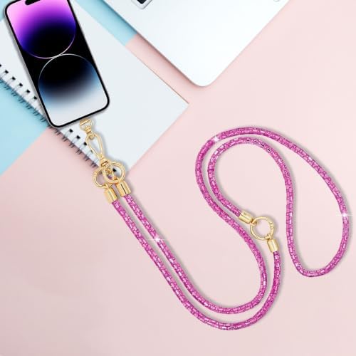 Phone Lanyard Crystal Phone Strap Crossbody, Plum - Image 7