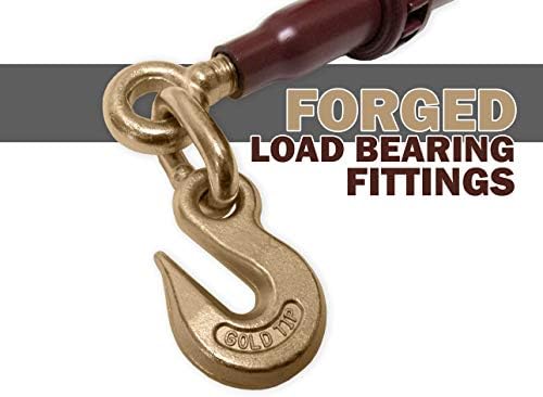 5/16" - 3/8" Ratchet Load Binder Premium Gold Tip Forged Grab Hook | One Piece Handle | 7,100 lbs | Max Capacity 21,300 lbs (Professional Cargo Control) - Image 3