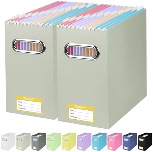BALEINE 2PK File Organizer Box, Cardboard File Folder Organizer with Handle by BALEINE