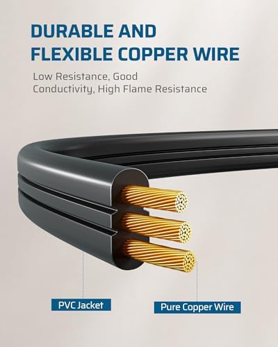 DEWENWILS 25FT Flat Extension Cord 3 Outlet, 16/3, Black, ETL Listed - Image 6