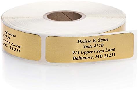 Gold Foil Personalized Return Address Labels Without Dispenser - Roll of 250 Custom Stickers by ArtisticDirect