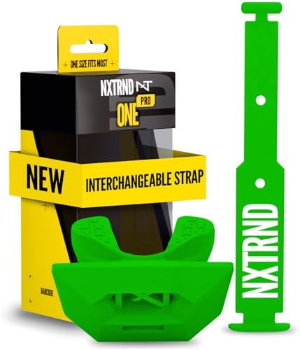 Nxtrnd One Pro Football Mouth Guard, Interchangeable Strap, Fits Adult & Youth (Green) by NXTRND