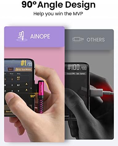 AINOPE Type C Cable [2-Pack, 6.6ft] 3.1A Type C Charger Fast Charging Right Angle, Resistant Nylon Braided S9 Charger Compatible with Galaxy S10 S9 Plus S21, Note 10 9 LG, USB C Cable - Image 3