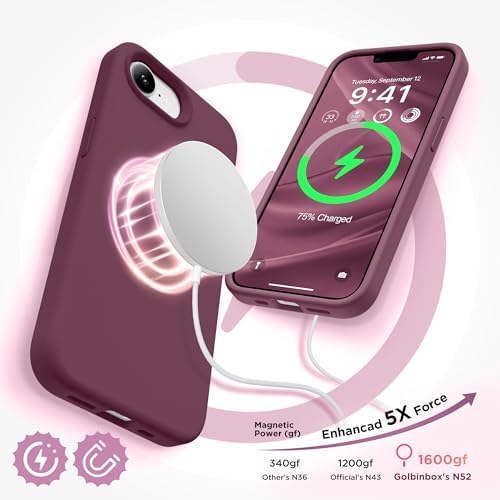 GolbinBox Magnetic for iPhone 17e/16e Case, Silicone Cover, Wine Red - Image 3