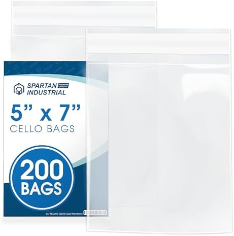 5" X 7" Self-Sealing Cellophane Bags (200 Count) Clear Cookie Bags by SpartanIndustrial