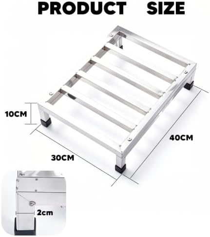 2 Pack Dunnage Rack, 15.7x11.8x3.9 Stainless Steel Shelf, Floor Shelf, Commercial Food Floor Rack 300 lb Capacity for Restaurant Kitchen Garage and Bakery, Shop & Garage Storage - Image 2