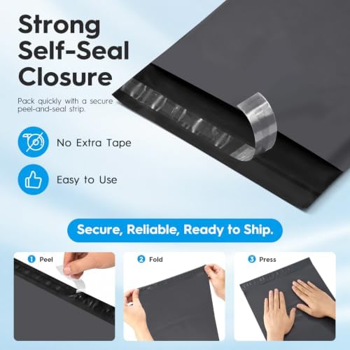 Fuxury Poly Mailers 12X15.5" 100 Pack,Shipping Bags For Clothing,Dark Grey - Image 5