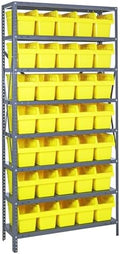 Quantum Storage Systems 1275-SB802YL Solid Heavy Duty 8 Shelves 35 STORE-MAX Yellow Bins 75" H x 36" W x 12" D by QuantumStorageSystems