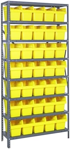 Quantum Storage Systems 1275-SB802YL Solid Heavy Duty 8 Shelves 35 STORE-MAX Yellow Bins 75" H x 36" W x 12" D by QuantumStorageSystems