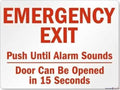 New Street Metal Tin Sign Road Emergency Exit - Push Until Alarm Sounds, Door Can Be Opened in 15 Seconds Street Sign Indoor and Outdoor Road Decoration Safety Warning tin Signs 8 x 12 inches by Eletina